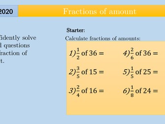 entry level maths/ fraction of amount/ solving worded questions