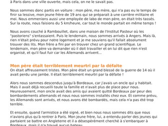 France sous Occupation - Témoignage juin 1940