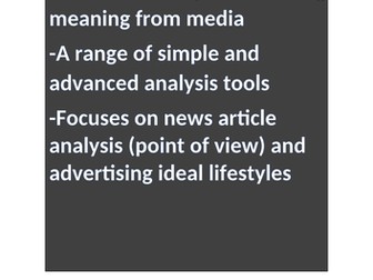 Visual Literacy: Analysing and creating persuasive media and advertising