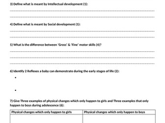 BTEC HEALTH AND SOCIAL CARE - UNIT 1 - PIES knowledge test