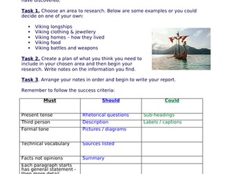 Vikings Research Project and Report Writing