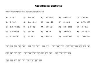 Dividing decimals codebreaker