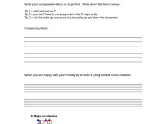 Composing using SCALES - C major Worksheet