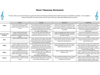 Key Stage 3 - Music Homework Sheet 1