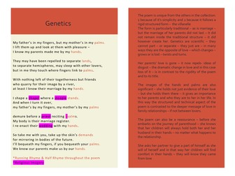 Genetics by Sinead Morrisey Annotations