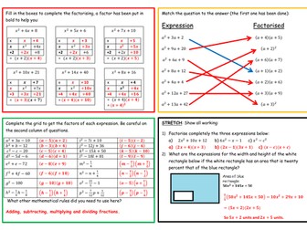 Factorising Quadratic Expressions Lesson