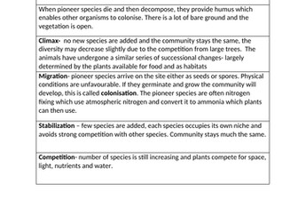 Ecological Succession Statement Sort