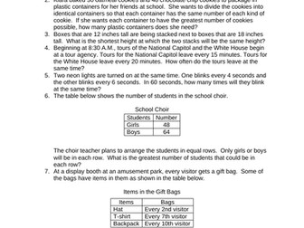 Factors and Multiples - Word Problems