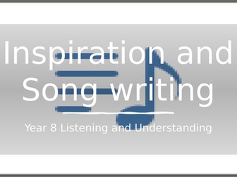 Classroom based Music lesson - Inspiration for songs Non Practical. Listening Discussion.