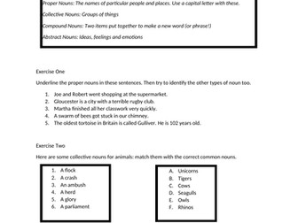 Nouns Power point and worksheet