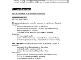 Research Methods: AQA Psychology A-Level Notes