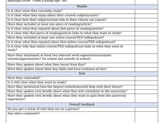 UCAS Personal statement checklist