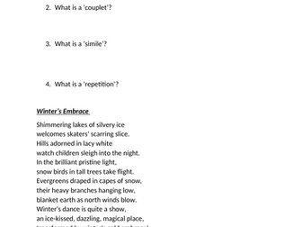 KS3 English Winter Assessment (Poetry and Descriptive Writing)