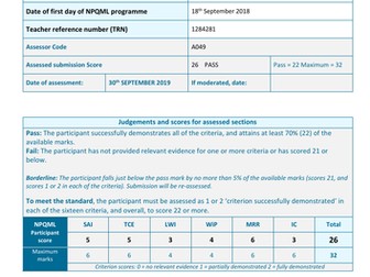 Completed NPQML with marking feedback