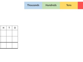 Place value grids for column addition and subtraction