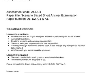 CACHE Level 2 Unit 1 TACDC mini mock exam paper