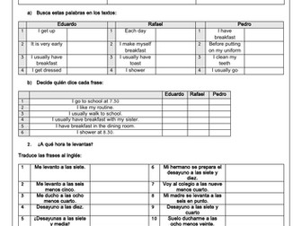 Spanish Daily Routine / La rutina diaria (6 Worksheets) GCSE