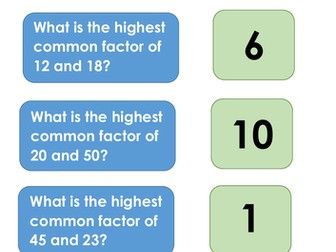 Common Factor Matching Game