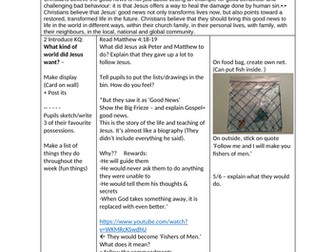 RE 8 week plan: What Kind of World did Jesus want?