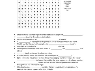 Globalisation Revision Wordsearch