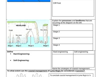 GCSE AQA Geography Physical Landscapes in the UK revision sheet coasts and rivers
