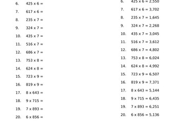 Deliberate practise short and long multiplication