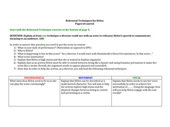 The Trojan Women: Helen rehearsal technique guide