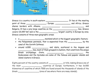Physical geography of Greece cloze procedure