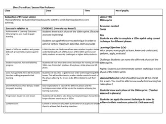 100m sprint lesson plan. Beginners.
