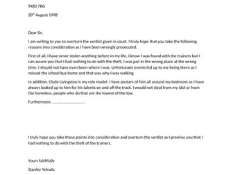 Holes - formal letter  to the Judge to overturn the verdict.