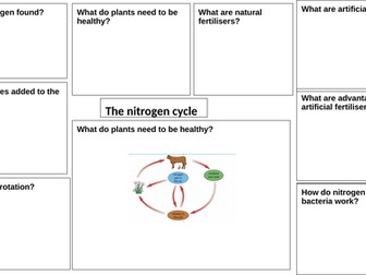 A summary task on the Nitrogen cycle for students to complete.