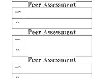 Self / Peer assessment mini sheet