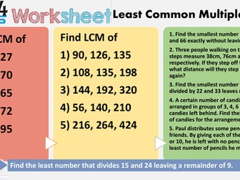 Differentiated LCM (Least Common Multiple) Worksheet