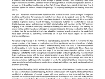 Primary Assistant Headteacher Application Cover Letter (Successful)