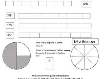 Equivalent fractions - visual, colouring