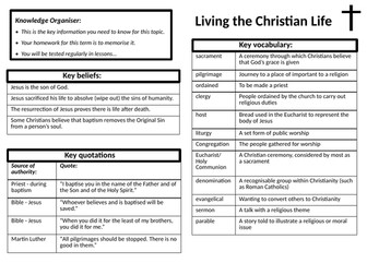 GCSE - KO, Test & Marking PPTs: Christian Practices/Living the Christian Life