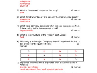 Blues Listening questions