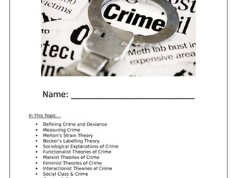 AQA GCSE Sociology Crime & Deviance Booklet and Handout