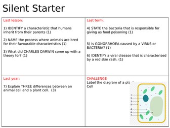 B4 Bioenergetics Starter Questions