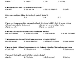 Edexcel GCSE Anglo-Saxon & Normans quiz