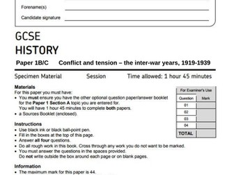 AQA Conflict and Tension 1919-39 Practice Questions