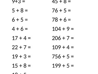 Addition across 10s EMW