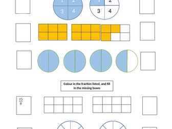 Improper fractions- Mixed numbers worksheet
