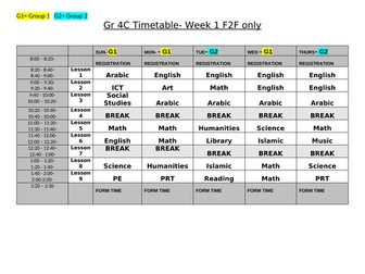 Remote and blended learning timetable for ks2