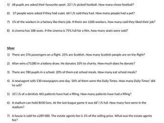 Differentiated Percentage problems.