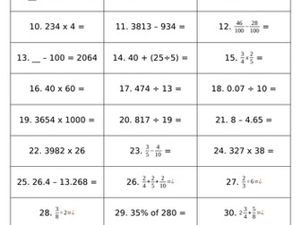 Alternative Questions for 2017 Math SATs (KS2)