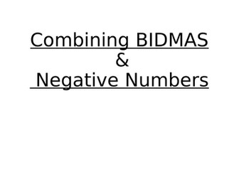 BIDMAS with Negative Numbers