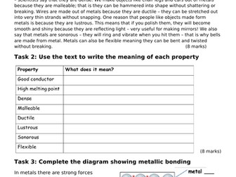 Metallic Bonding and Metal Properties