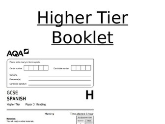 Spanish GCSE AQA Style Reading Booklet [Higher Tier]