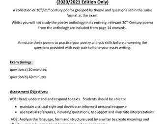 EDUQAS Unseen Poetry Revision Booklet